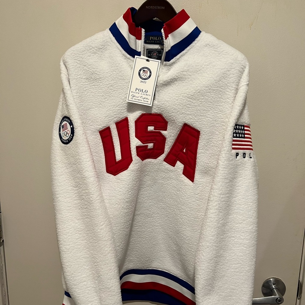NWT Official Beijing 2022 Team USA Ralph Lauren Pull Over Fleece XL